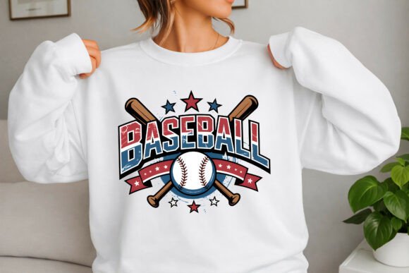 Baseball Patriotic USA Sports Design PNG