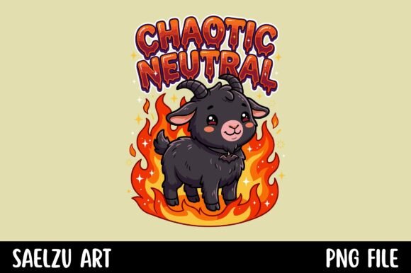 Chaotic Neutral Cute Goat Fire Design: A Graphic Asset