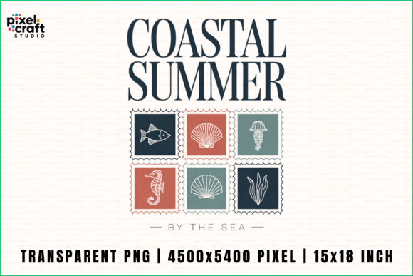 Coastal Summer Sea Life PNG Design: A Modern Visual Asset