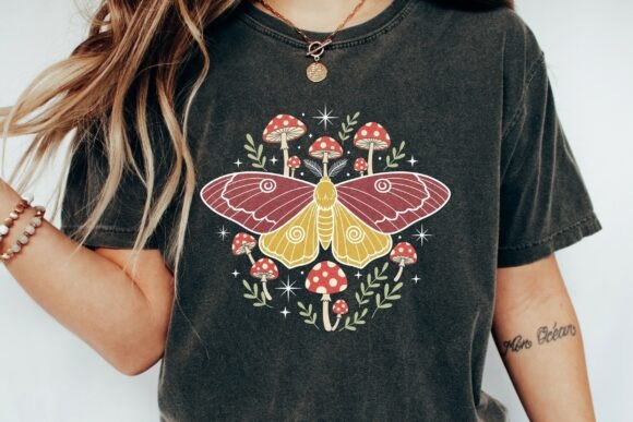 Enchant Your Designs with a Mystical Moth Toadstool PNG