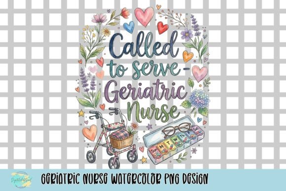 Honoring Care with a Geriatric Nurse Watercolor PNG Design