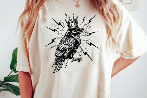 King Raven Lightning Storm Design PNG: Dynamic Visual Impact