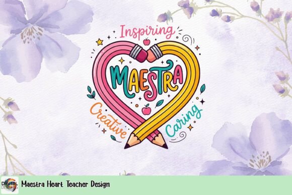 Maestra Heart Teacher Design: A Vibrant Visual Asset