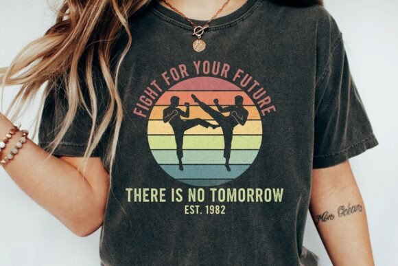 Martial Arts Retro Sunset Design Png: A Dynamic Creative Asset