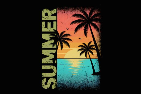 Summer Sunset Beach Palm Design: A Versatile Visual Asset