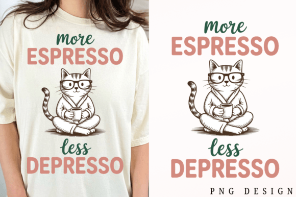 Whimsical Cat Coffee Espresso Funny PNG Design for Creative Projects